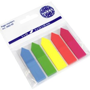 BANDERITAS ADHESIVAS 12x44 FLECHA PACK de 5 (azul-verde-amarillo-naranja-rosa)